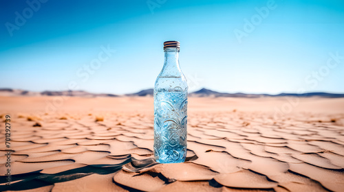 Bouteille vide dans le désert - Concept de sécheresse et du manque d'eau