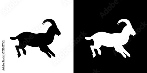 Mountain goat silhouette icon. Animal icon. Black animal icon. Silhouette