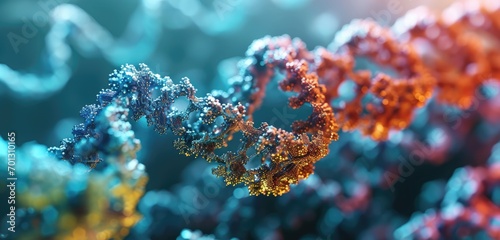 Colourful DNA helix in a dynamic abstract environment.