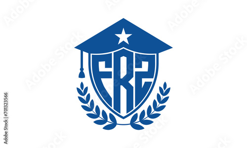 FRZ three letter iconic academic logo design vector template. monogram, abstract, school, college, university, graduation cap symbol logo, shield, model, institute, educational, coaching canter, tech