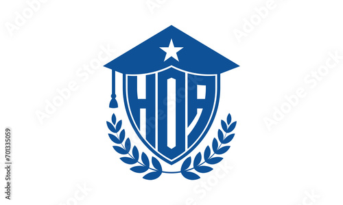 HOA three letter iconic academic logo design vector template. monogram, abstract, school, college, university, graduation cap symbol logo, shield, model, institute, educational, coaching canter, tech