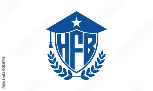 HFB three letter iconic academic logo design vector template. monogram, abstract, school, college, university, graduation cap symbol logo, shield, model, institute, educational, coaching canter, tech
