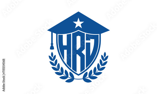 HRD three letter iconic academic logo design vector template. monogram, abstract, school, college, university, graduation cap symbol logo, shield, model, institute, educational, coaching canter, tech