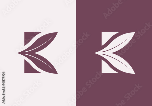  letter K with leaf logo vector concept element, letter K logo with Organic leaf k