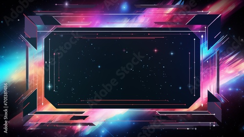 Rectangle, Square Frame Design, glowing in the dark. Glow Neon Design for Graphic Design, Banner, Poster, Flyer, Brochure, Card. In space background