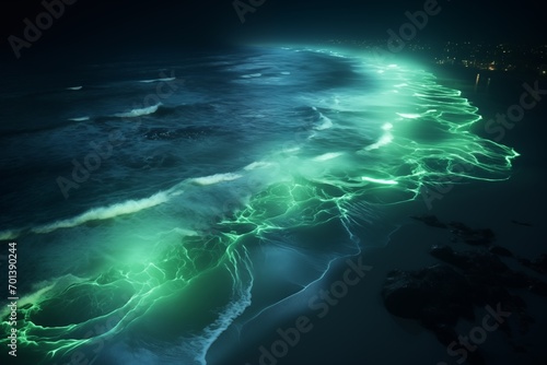 sea and bioluminescent algae 