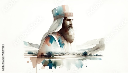 Melchizedek. Old Testament. Watercolor Biblical Illustration