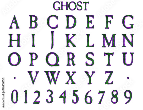 Ghost spooky alphabet - 3d Illustration