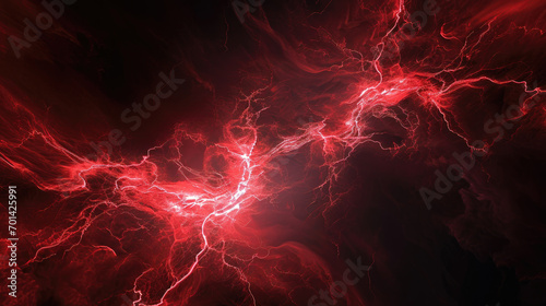 Ephemeral Blaze: Abstract Red Lightning Dance. Generative AI