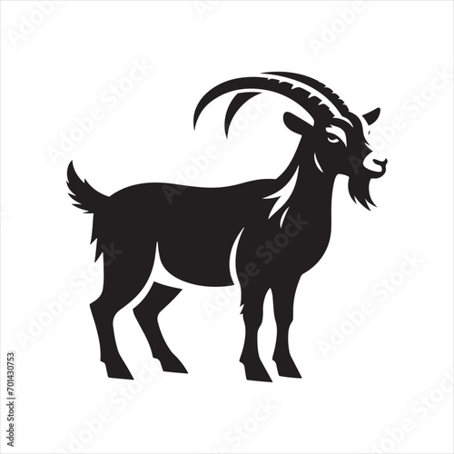 Ethereal Embrace: Goat Silhouette Nestled in Midnight's Arms - Goat Black Vector Stock 