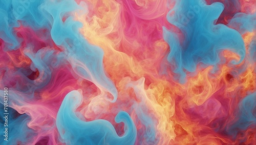 Abstract swirling texture of vivid sky blue and bubblegum pink, resembling colorful flame-like patterns with a soft-focus background and dynamic motion.