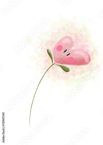 Ilustración acuarela digital de una planta corazón, para tarjeta de felicitación, regalo. San Valentín, Día de los enamorados o amor a uno mismo.