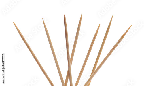 Group wooden toothpicks isolated on white background