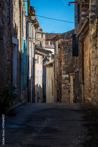 Street in Caunes-Minervois, a small medieval town in the Aude department in the Occitanie region, France