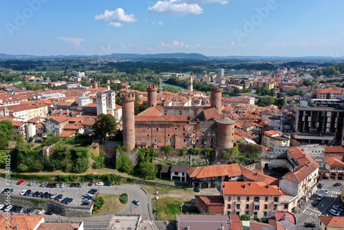 Aerial view of Ivrea city, Turin, Piedmont, Italy