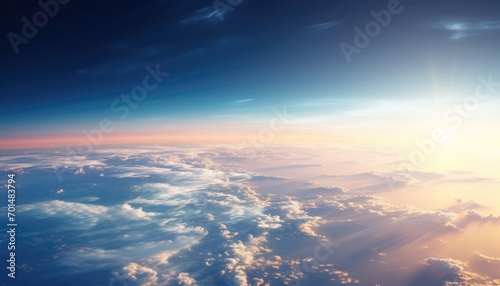 Atmosphere of the Earth seen from International space station daylight, with the curvature of the earth, 