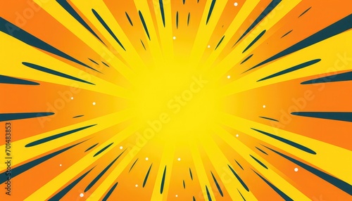 Yellow radial dotted comic background. Speed lines wallpaper with pop art halftone texture. Anime cartoon rays explosion backdrop for poster, banner, print, magazine, cover
