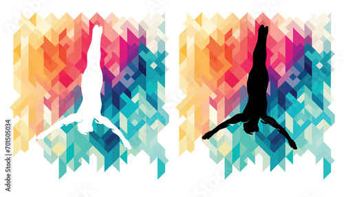High diver colorful icons on a transparent background