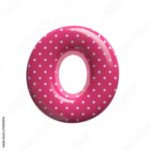 Polka dot letter O - Large 3d pink retro font - suitable for Fashion, retro design or decoration related subjects