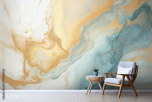 Veins of shimmering gold run through a resin geode, birthing an abstract marble wallpaper, an impeccable choice for creating sophisticated wall decor.