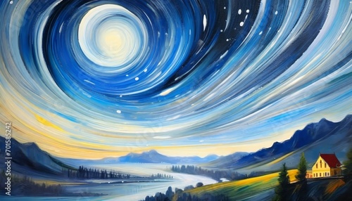 An abstract painting of the night sky