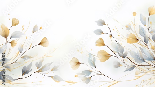 Spring floral in watercolor vector background. Luxury wallpaper design with leaf branch, eucalyptus, line art. Elegant gold botanical illustration suitable for fabric, prints, cover. Generative Ai