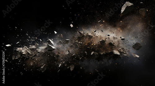 Artificial Intelligence rendered debris with dust