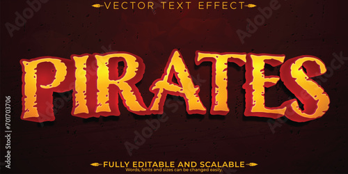 Pirates text effect, editable ocean and treasure island customizable font style