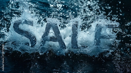 The word Sale made of water splash. Eye catchy advertising. Pure season of sales and discounts. Premium Deals