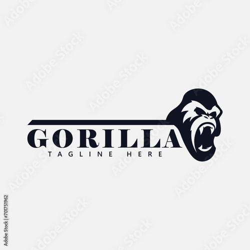 gorilla head design logo. vector