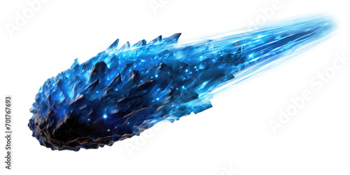 A blue comet isolated on transparent background.