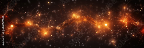 Orange lights neurons poster with copy space.