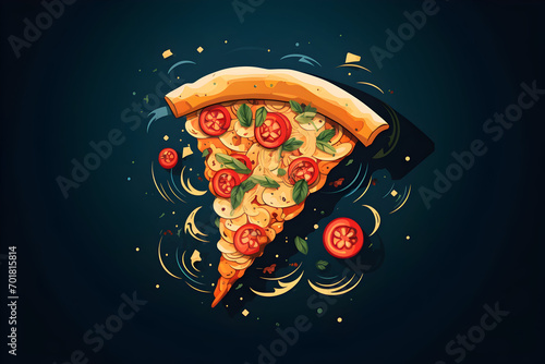  piece of pizza on a black background