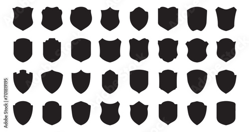 Shield icons set. Shield shape icons. Symbol shape. Different shields collection. Security symbol. Protect shield flat style - stock vector.