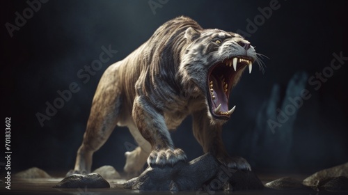 saber tooth tiger smilodon lived 42 million years ago.Generative AI