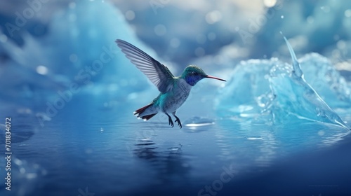 Seltener Kolibri Eisvogel fliegt ber dem Wasser Nahau.Generative AI