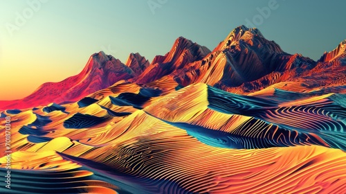colorful fantasy desert background, colorful moire pattern, abstract, beautiful surreal concept 