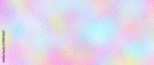 Colorful iridescent holographic foil texture, vector illustration with pastel unicorn rainbow background, pastel color glass. Christmas background. Blurred illustration for design.