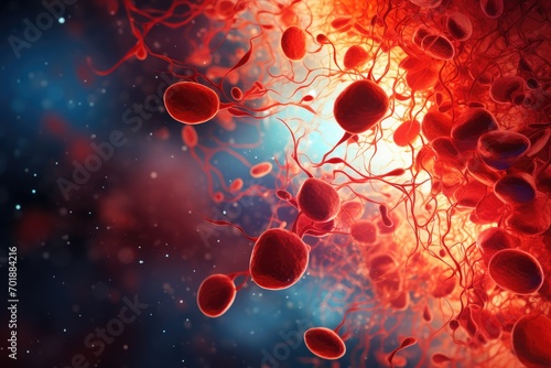Human blood cells, abstract background March: Deep-Vein Thrombosis Awareness Month 