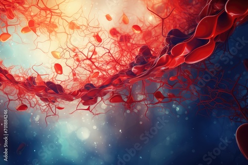 Human blood cell with neurons and nervous system concept. abstract background March: Deep-Vein Thrombosis Awareness Month 