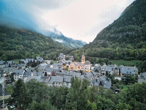 Arties, village in Lleida Catalonia of Spain Pyrenees in Aran Valley, Cataloged of the most beautiful villages in Spain.