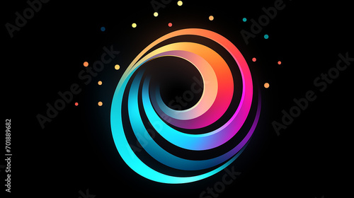 Abstrakte bunte Spirale auf schwarzem Hintergrund. Logo