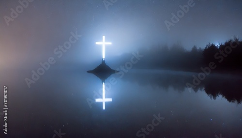 Christian Cross - Symbol of Christianity - Mourn or Funeral Background - Crucifixion of Jesus Christ