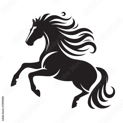 Fine details and graceful lines define this black horse silhouette vector, perfect for your creative endeavors - vector stock. 