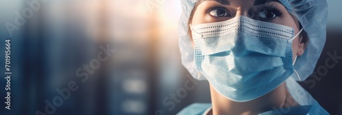 Portrait of a female doctor wearing a sterile mask.
