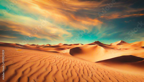 Abstract desert background with blue sky Landscape of desert and sky Desert Background Landscape Dreamy fantasy alien mars desert like fantasy landscape
