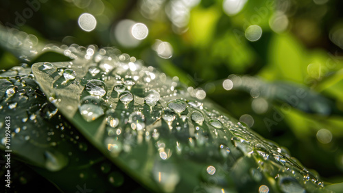 Exquisite Water Droplets Amidst Exotic Jungle Plants
