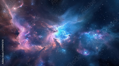 An abstract cosmos background featuring nebulae and galaxies in space, presenting a captivating and otherworldly scene.