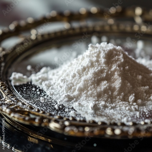 close up of a powdered sugar looking as cocaine