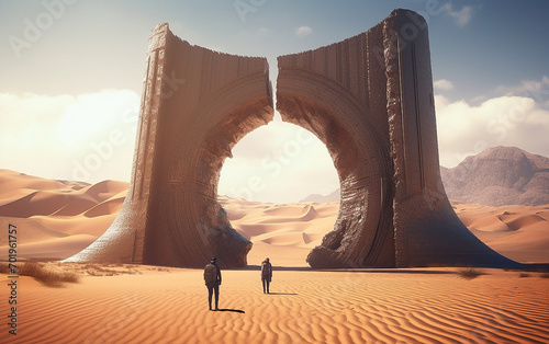 Giant gate in the middle of desert